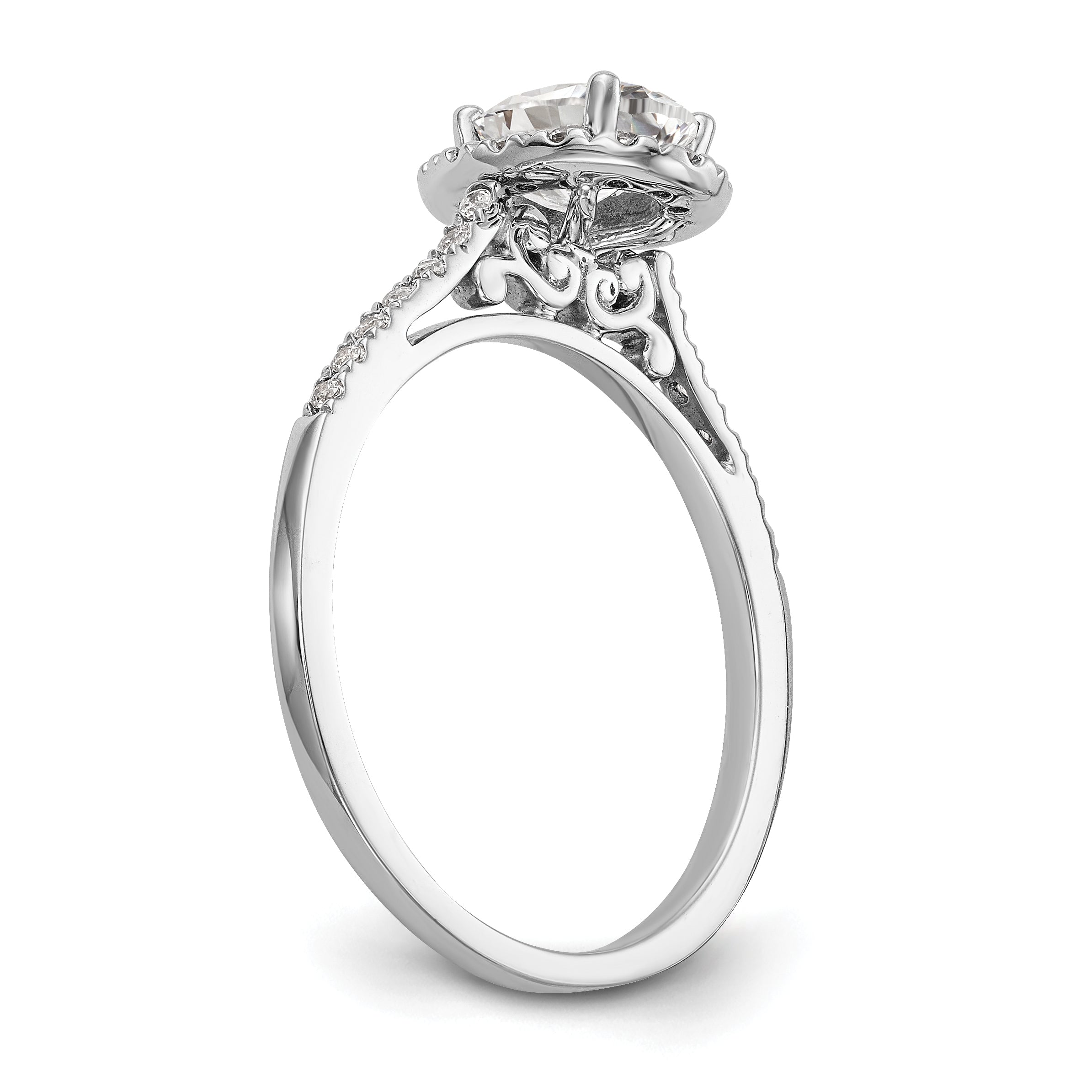 1/3 Ct. Natural Diamond Semi-mount Oval Halo Engagement Ring in 14K White Gold