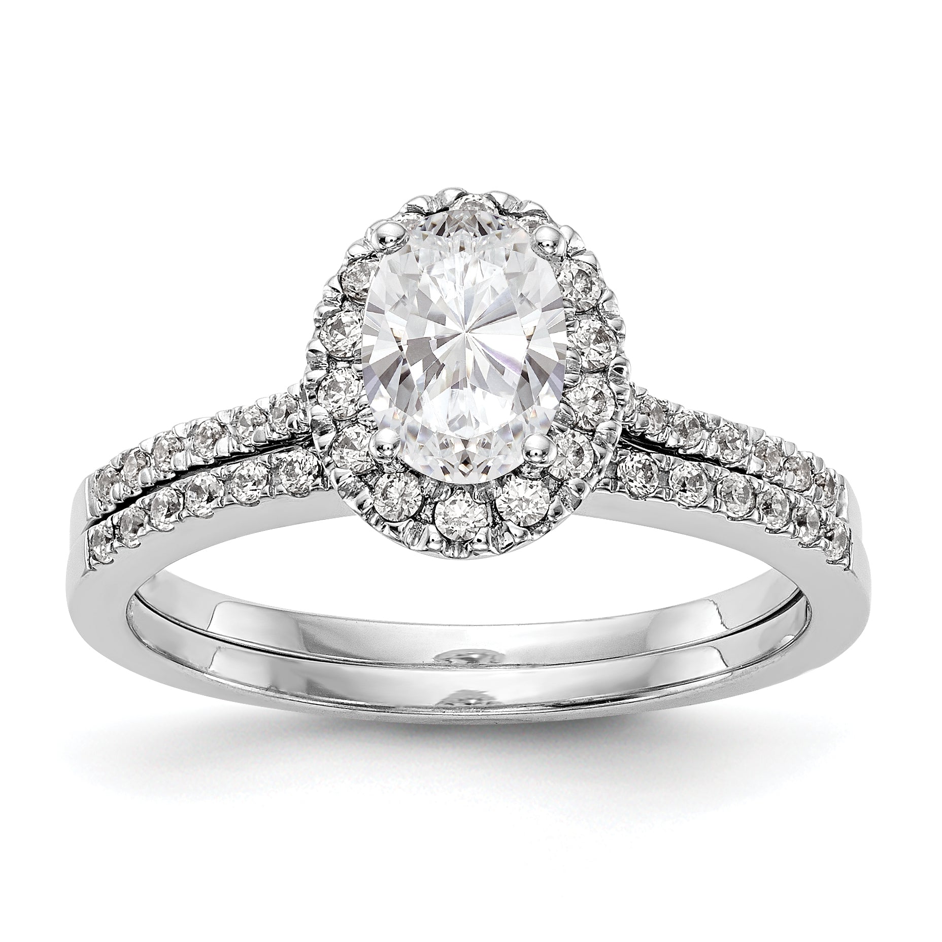 1/3 Ct. Natural Diamond Semi-mount Oval Halo Engagement Ring in 14K White Gold