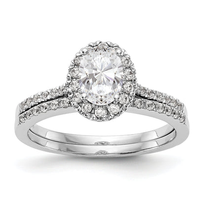 1/3 Ct. Natural Diamond Semi-mount Oval Halo Engagement Ring in 14K White Gold