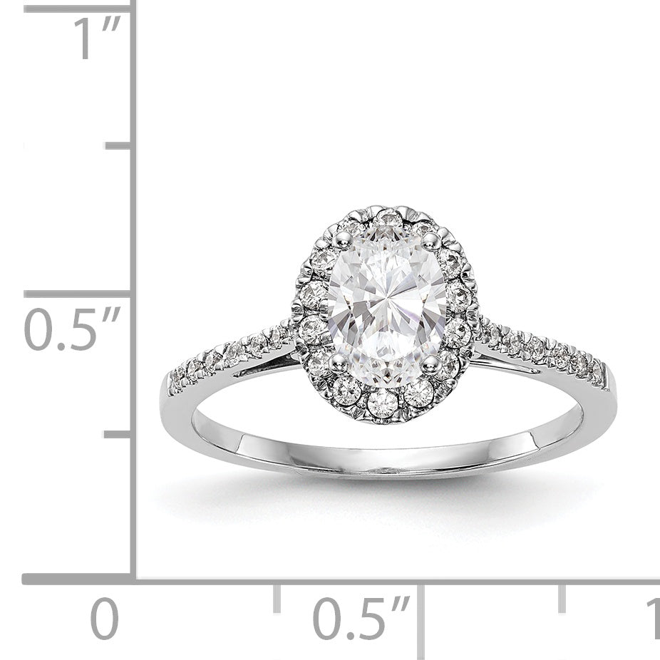 1/3 Ct. Natural Diamond Semi-mount Oval Halo Engagement Ring in 14K White Gold