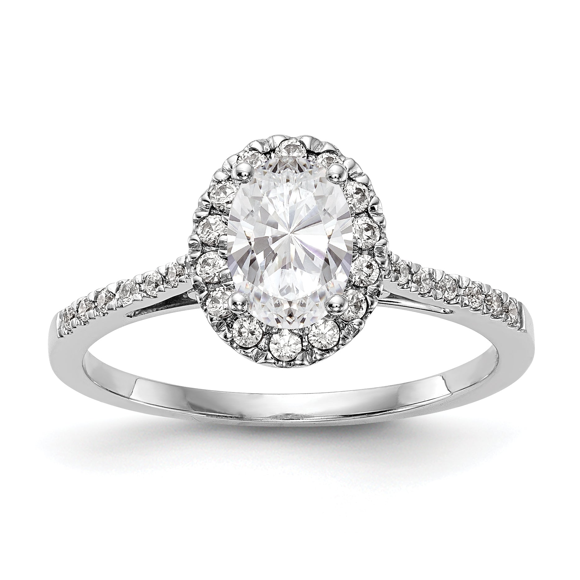 1/3 Ct. Natural Diamond Semi-mount Oval Halo Engagement Ring in 14K White Gold