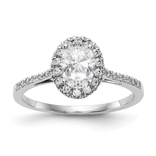 1/3 Ct. Natural Diamond Semi-mount Oval Halo Engagement Ring in 14K White Gold