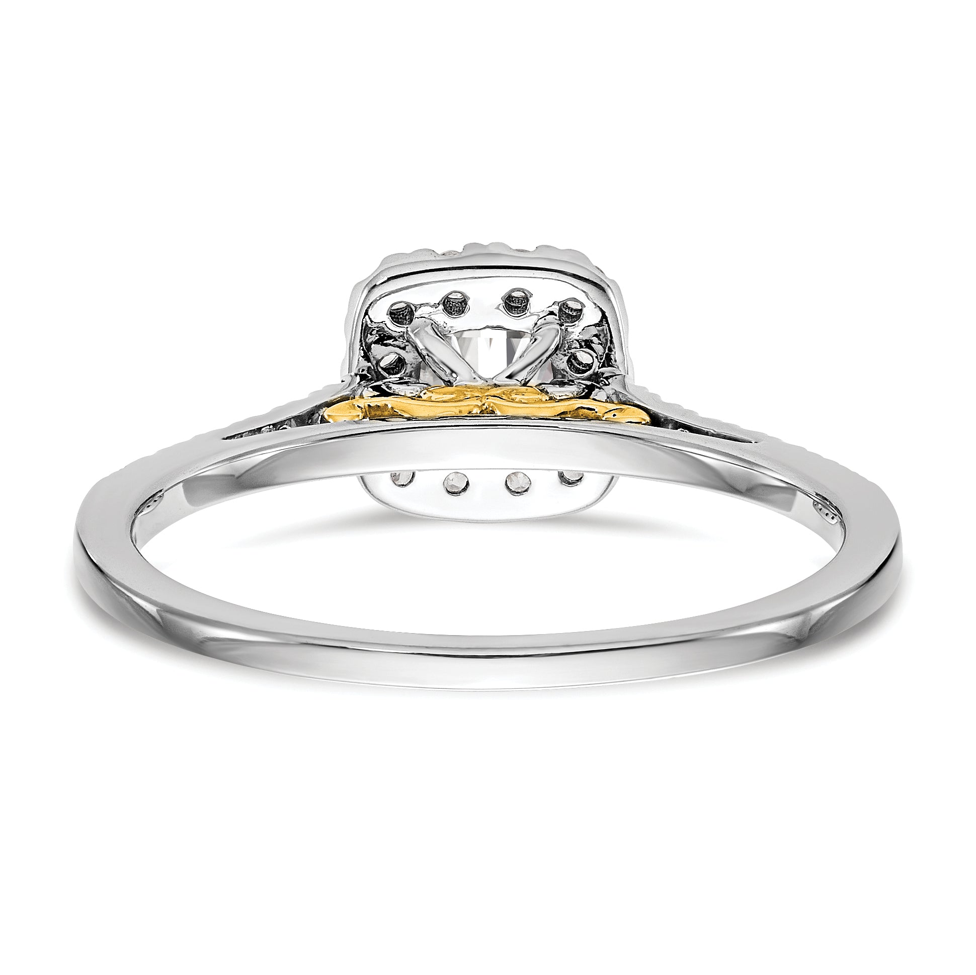 14k Two-tone Cushion Halo Simulated Diamond Engagement Ring