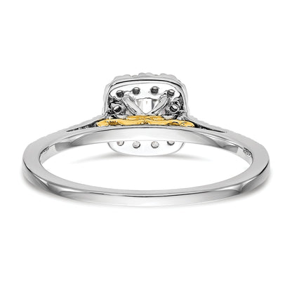 14k Two-tone Cushion Halo Simulated Diamond Engagement Ring