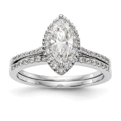 1/3 Ct. Natural Marquise Cut Diamond Semi-mount Engagement Ring in 14K White Gold