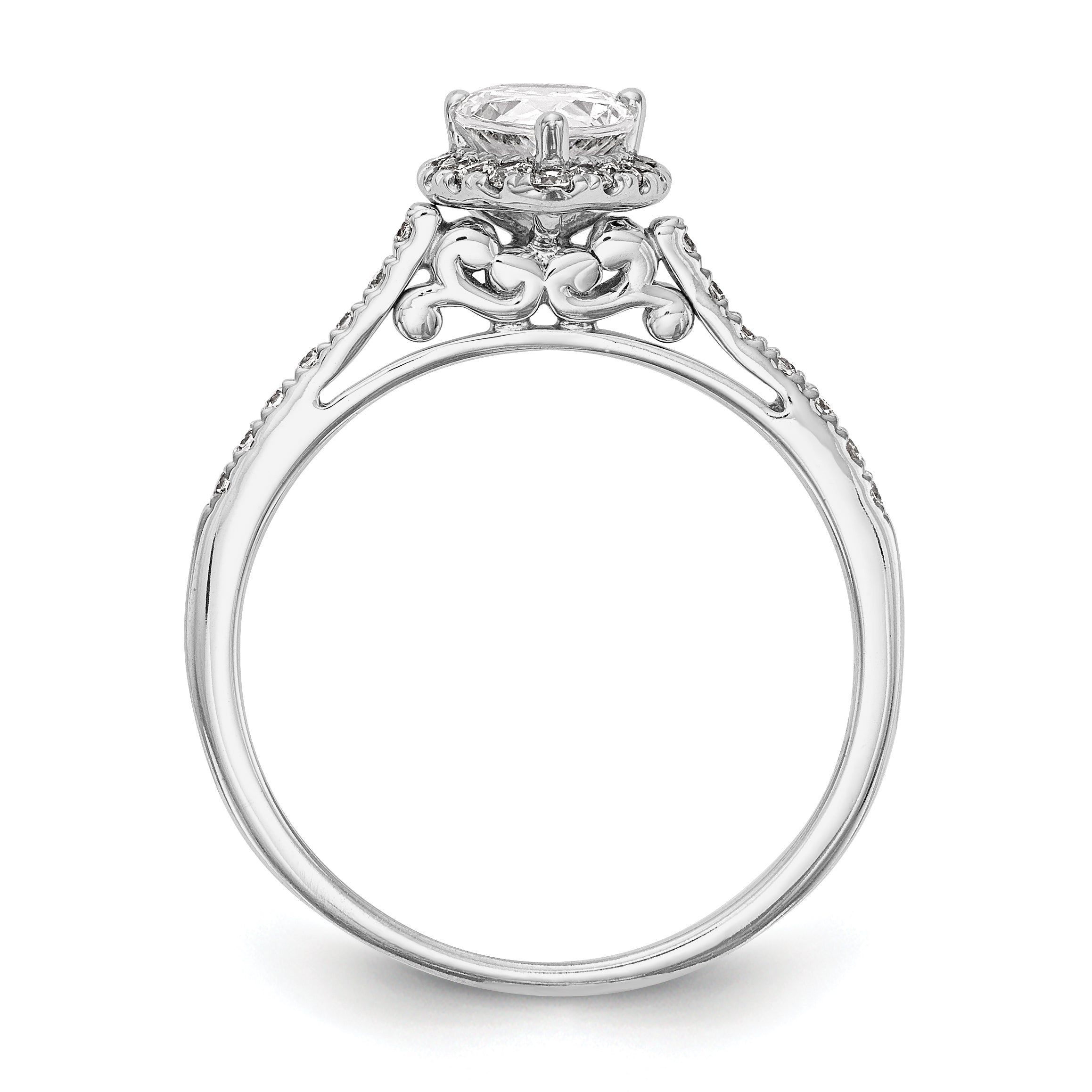 1/3 Ct. Natural Pear Shape Diamond Semi-mount Engagement Ring in 14K White Gold