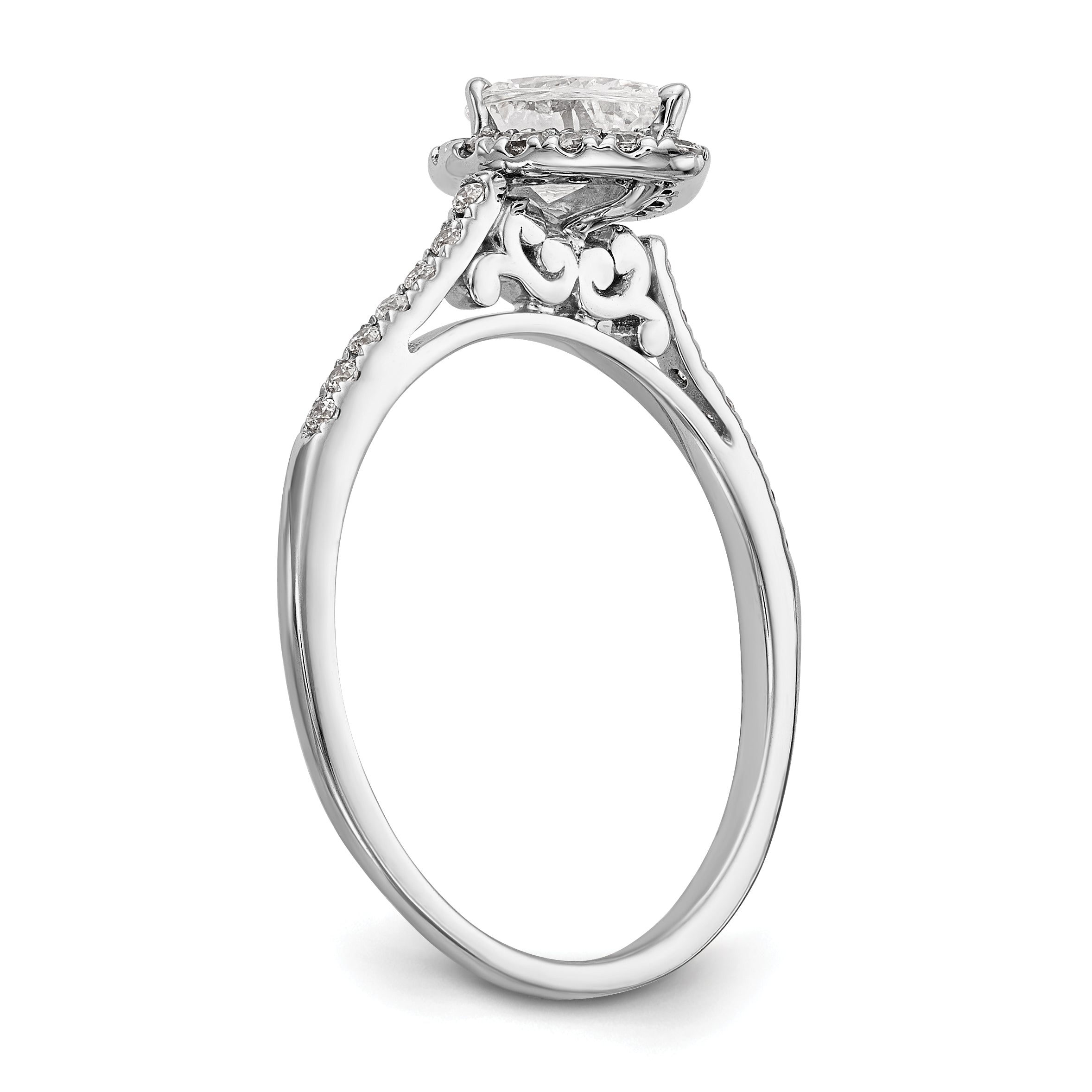 1/3 Ct. Natural Pear Shape Diamond Semi-mount Engagement Ring in 14K White Gold