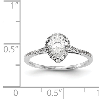 1/3 Ct. Natural Pear Shape Diamond Semi-mount Engagement Ring in 14K White Gold