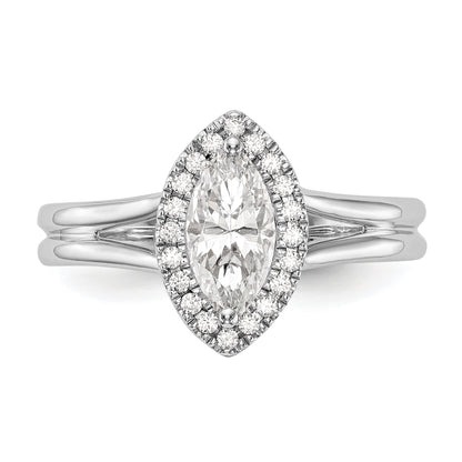 14kw Marquise Halo Simulated Diamond Split Shank Engagement Ring