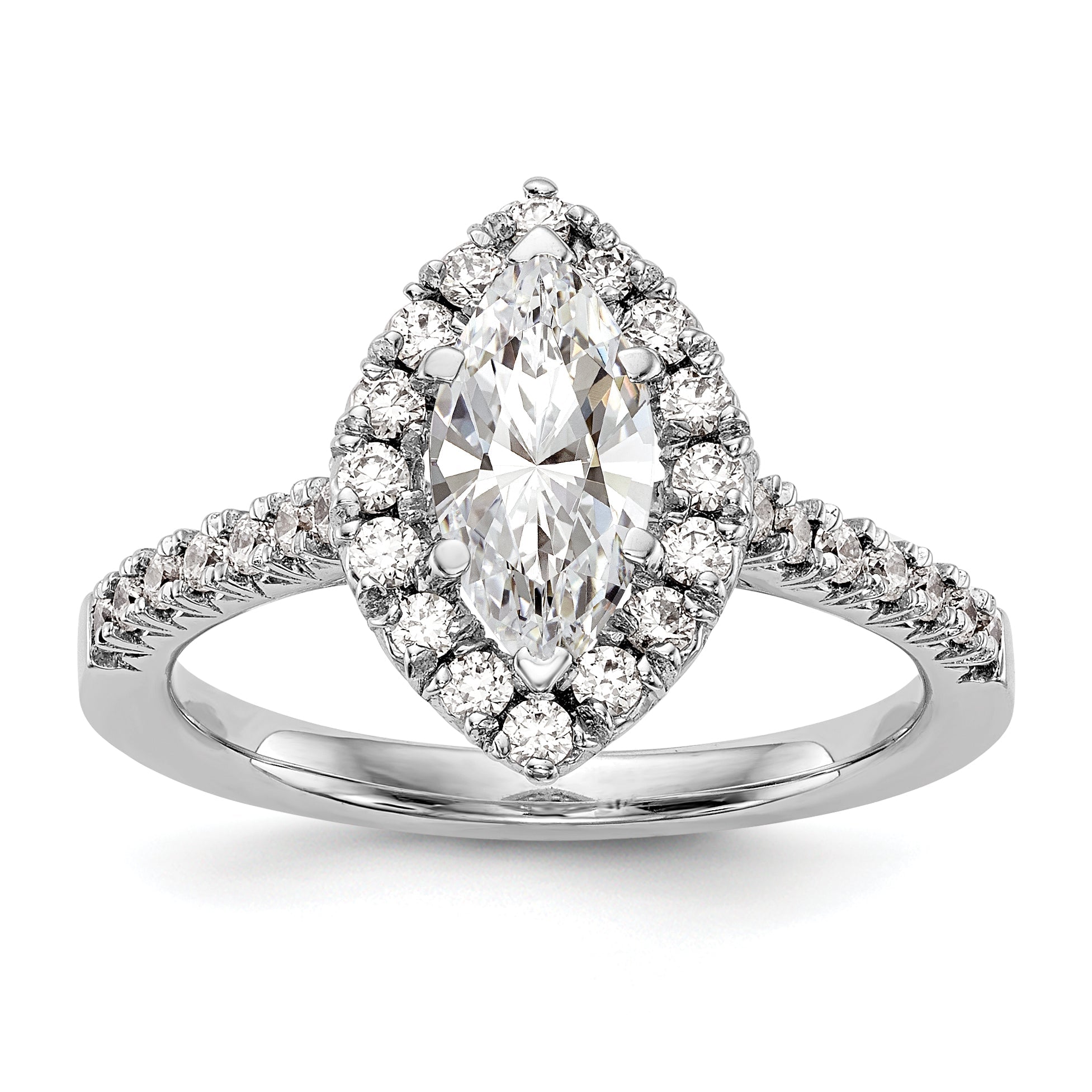 14kw Marquise Halo Engagement Simulated Diamond Ring