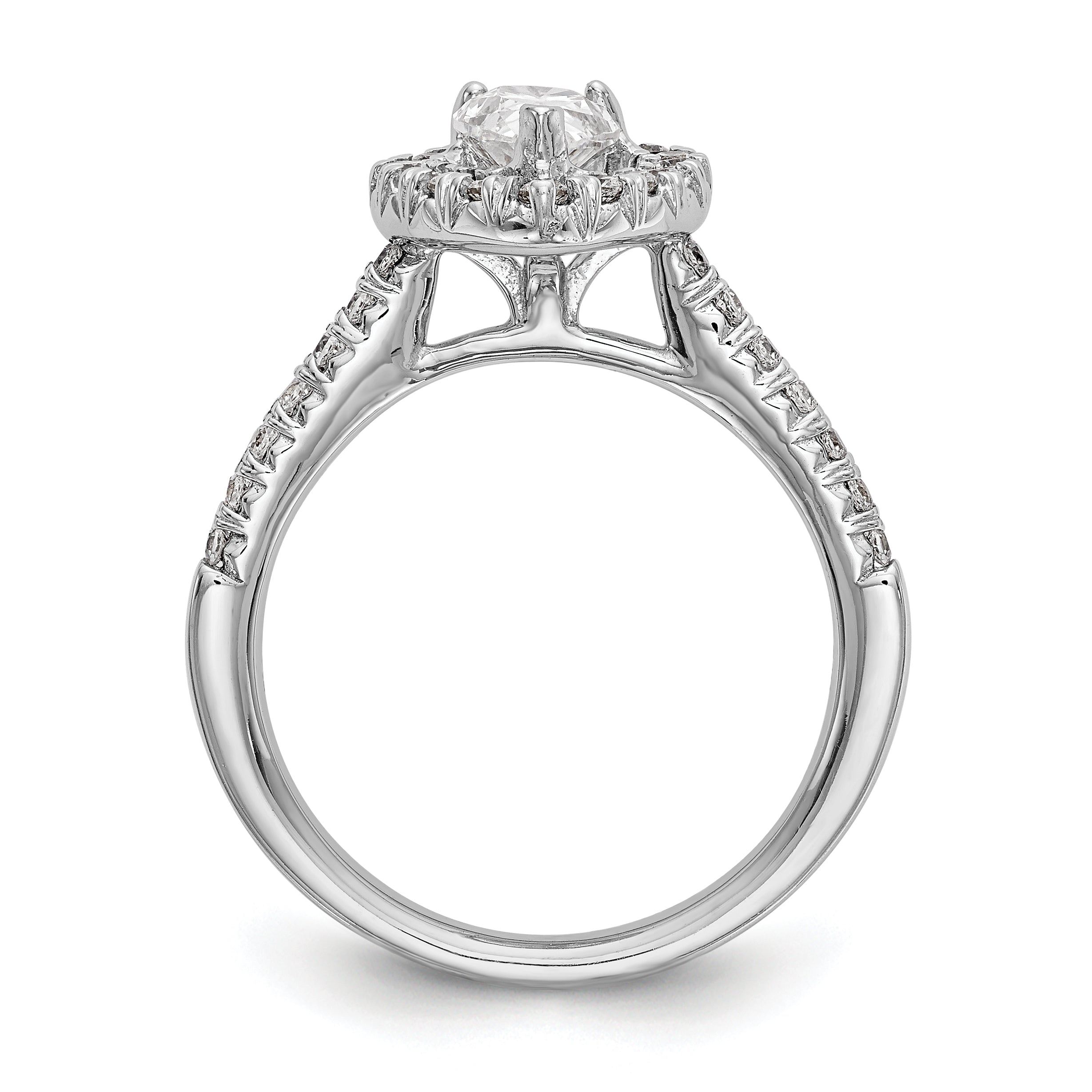 14kw Pear Halo Simulated Diamond Engagement Ring