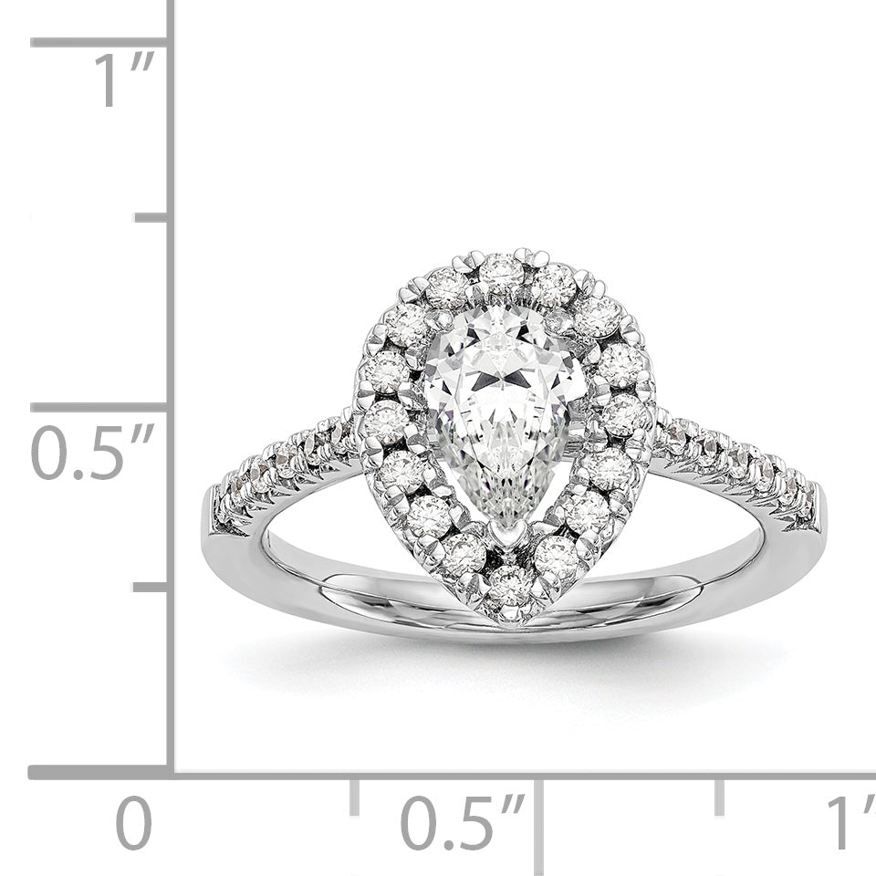14kw Pear Halo Simulated Diamond Engagement Ring
