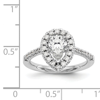 14kw Pear Halo Simulated Diamond Engagement Ring