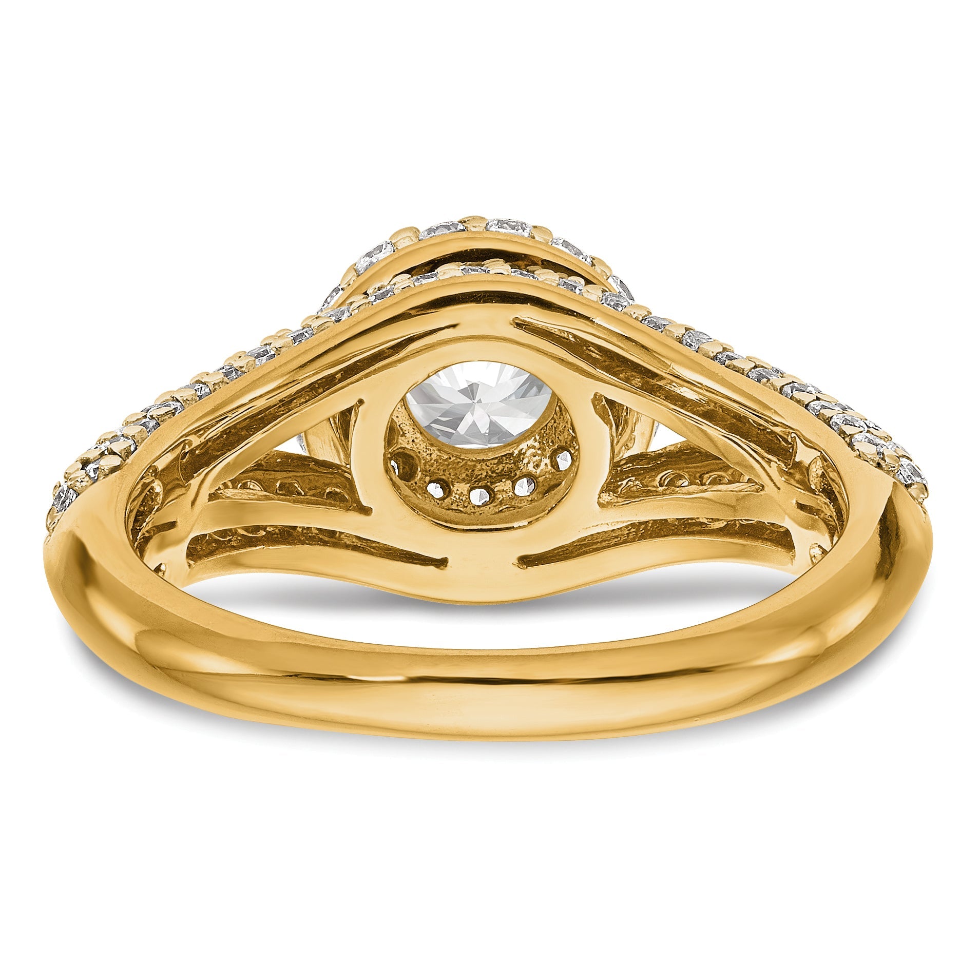 14K Round Simulated Diamond Halo Engagement Ring