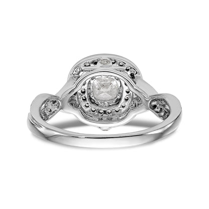 14K White Gold Cushion Simulated Diamond Halo Engagement Ring