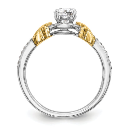 14K Two tone Peg Set Simulated Diamond Halo Engagement Ring