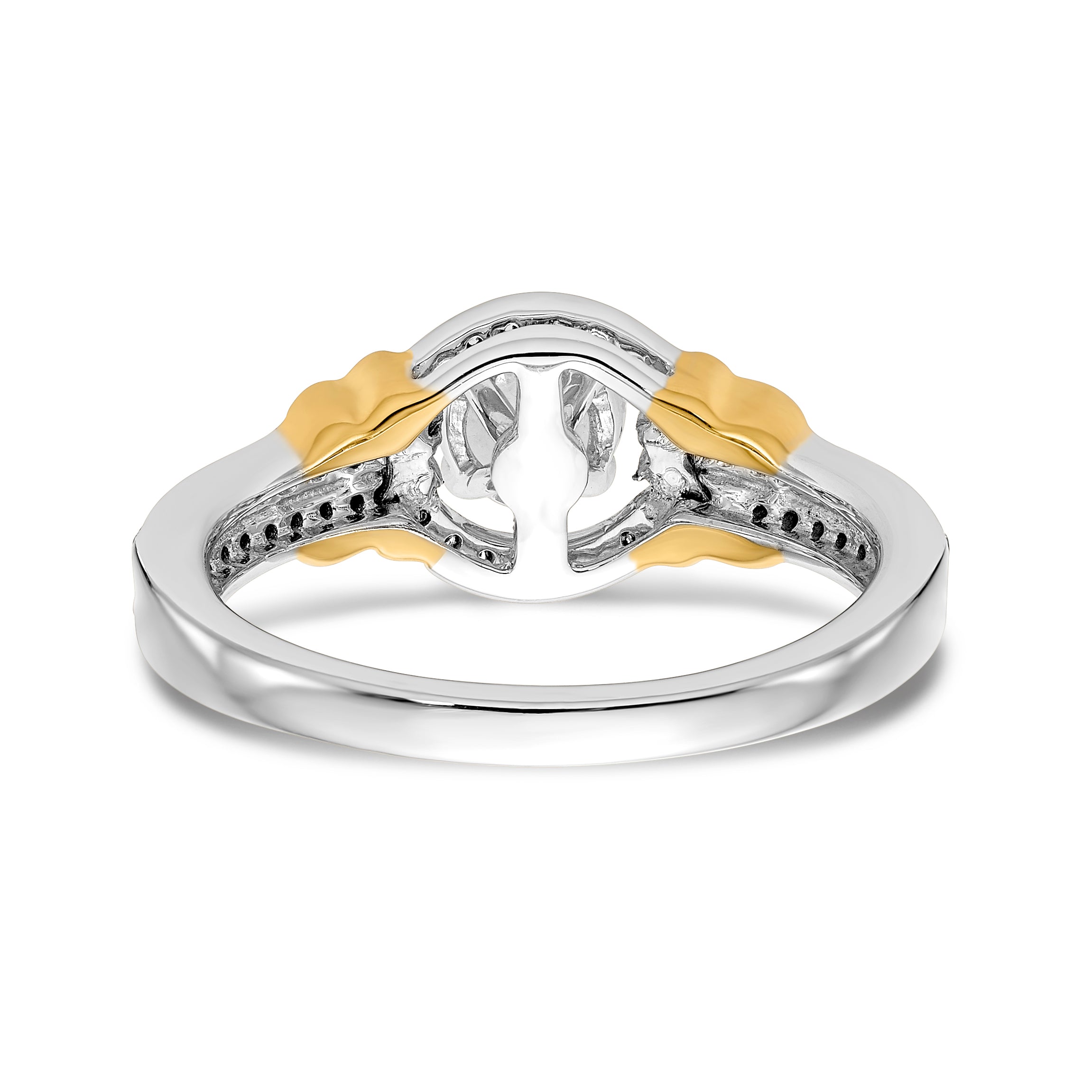 14K Two tone Peg Set Simulated Diamond Halo Engagement Ring