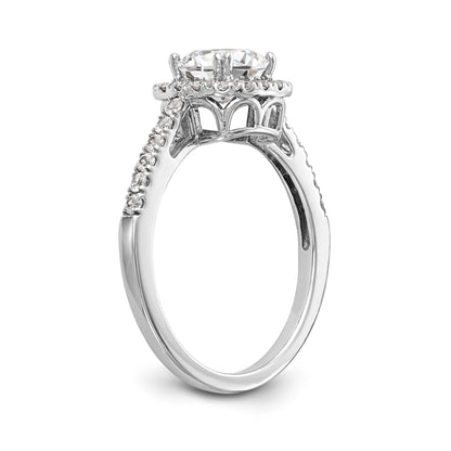 14K White Gold Diamond Cushion CZ Halo Engagement Ring
