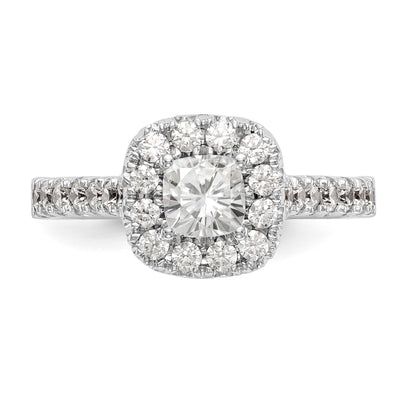 14K White Gold Diamond Cushion CZ Halo Engagement Ring