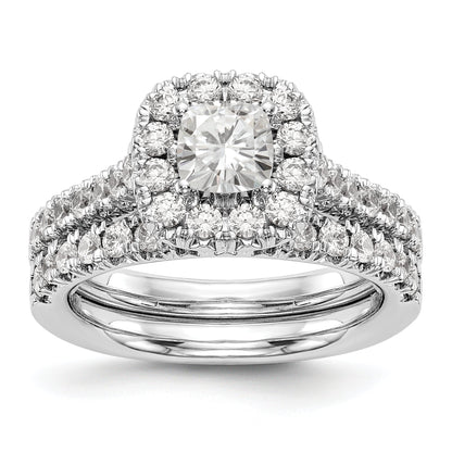 14K White Gold Diamond Cushion CZ Halo Engagement Ring