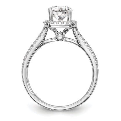 14K White Gold Diamond Cushion CZ Cushion Halo Engagement Ring