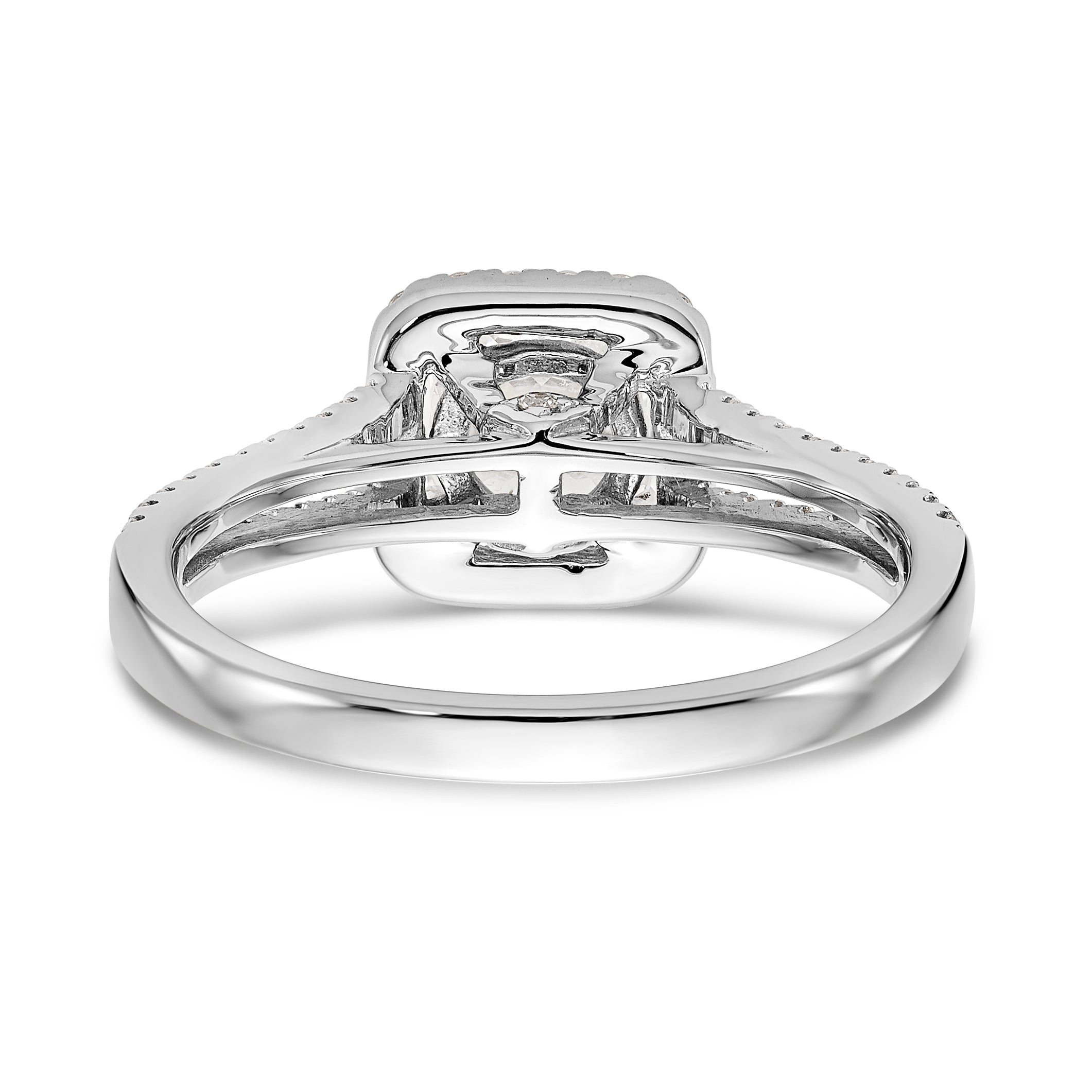 14K White Gold Diamond Cushion CZ Cushion Halo Engagement Ring