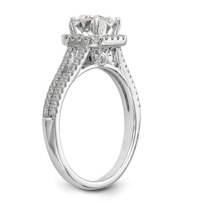 14K White Gold Diamond Cushion CZ Cushion Halo Engagement Ring