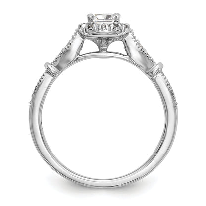 14K White Gold Diamond Cushion CZ Cushion Halo Engagement Ring