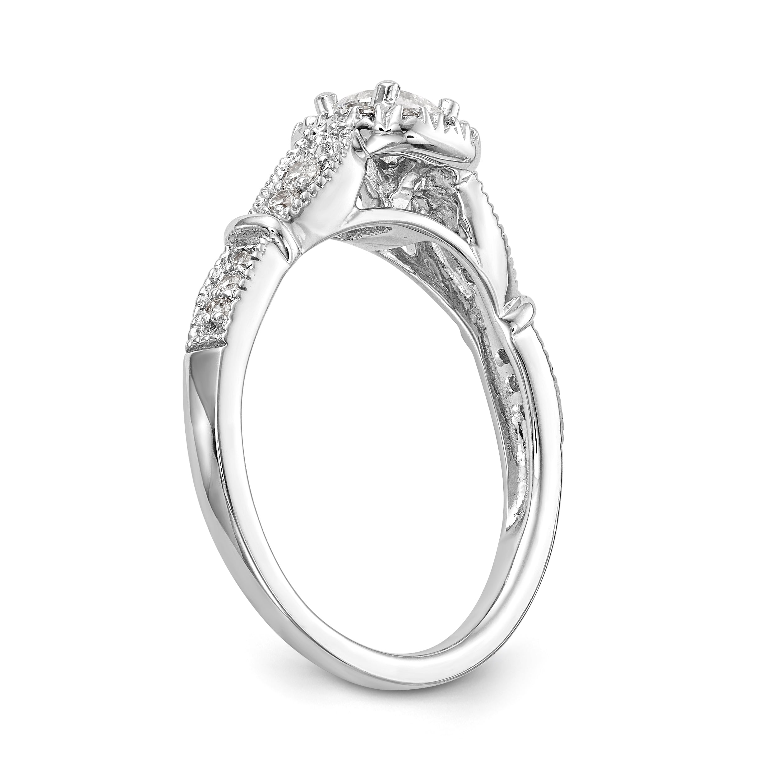 14K White Gold Diamond Cushion CZ Cushion Halo Engagement Ring