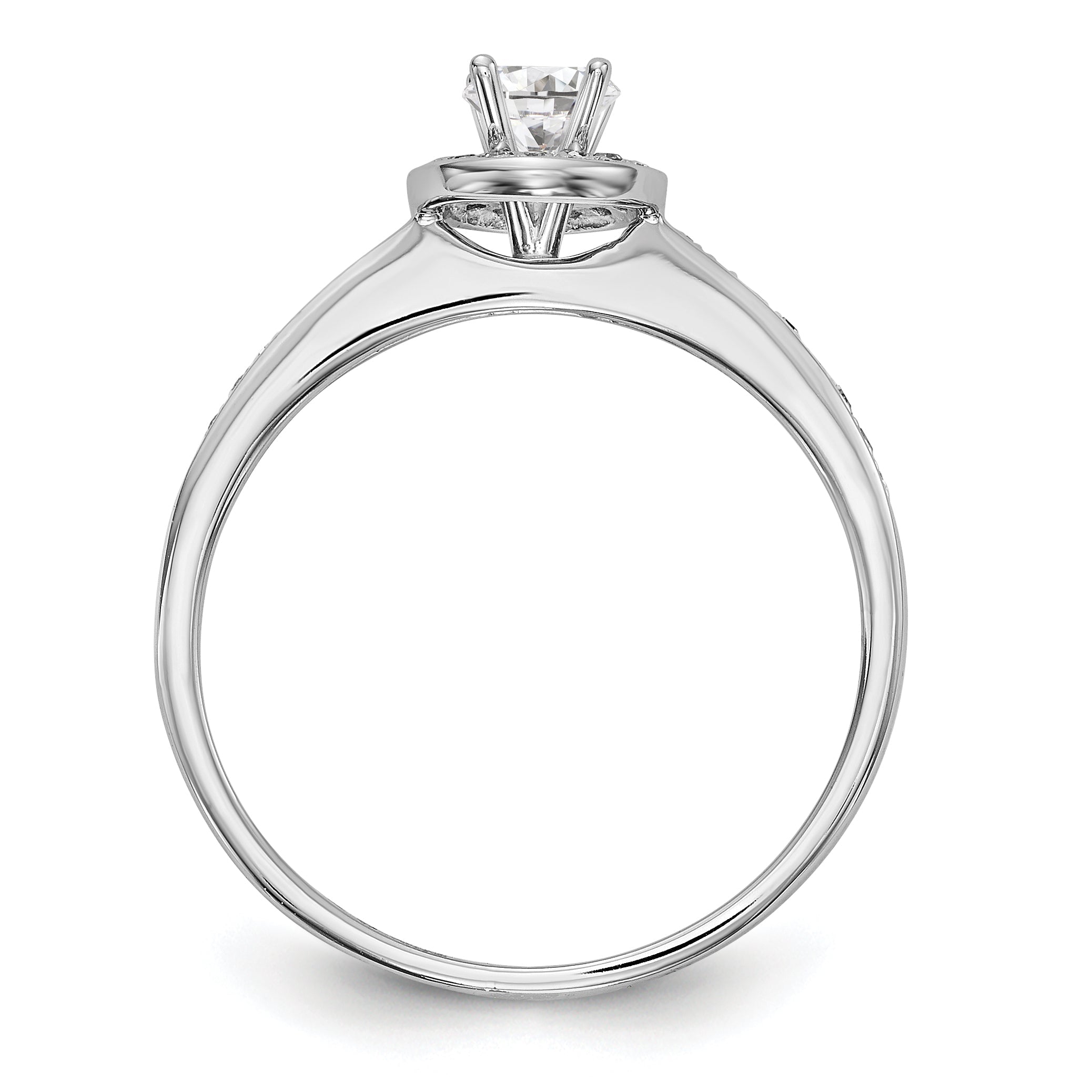 14K White Gold Diamond Oval CZ Oval Halo Engagement Ring