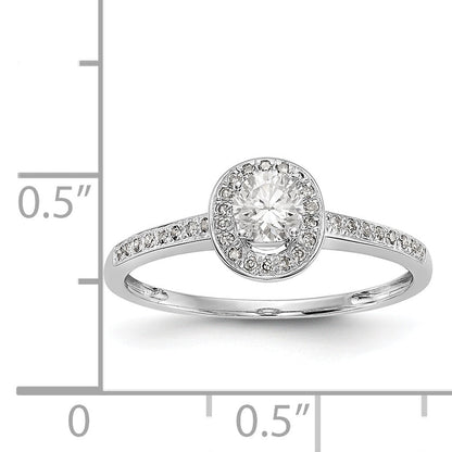 14K White Gold Diamond Oval CZ Oval Halo Engagement Ring