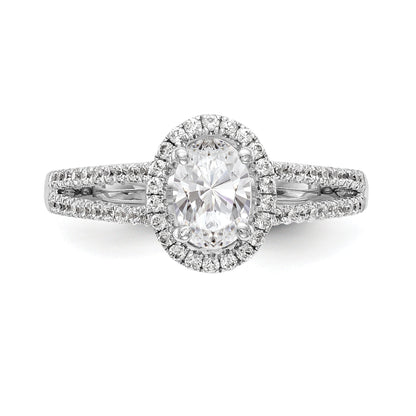 14K White Gold Diamond Oval CZ Oval Halo Engagement Ring