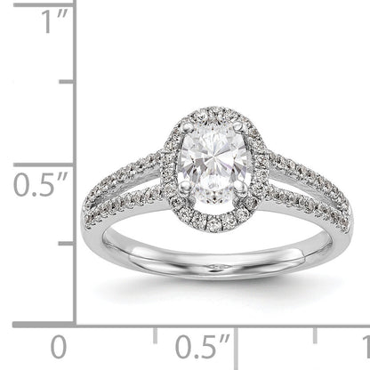 14K White Gold Diamond Oval CZ Oval Halo Engagement Ring