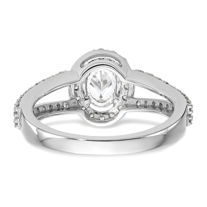 14K White Gold Diamond Oval CZ Oval Halo Engagement Ring