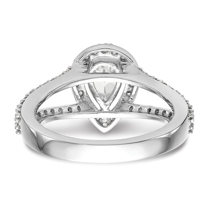 14K White Gold Diamond Pear CZ Pear Halo Engagement Ring