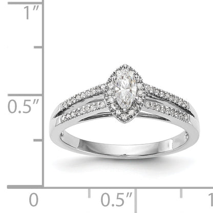 14K White Gold Diamond Marquise CZ Halo Engagement Ring