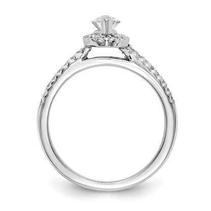 14K White Gold Diamond Marquise CZ Halo Engagement Ring