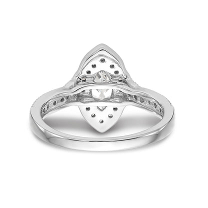 14K White Gold Diamond Marquise CZ Halo Engagement Ring