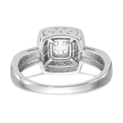 14K Two Tone Complete Diamond Cluster Engagement Ring