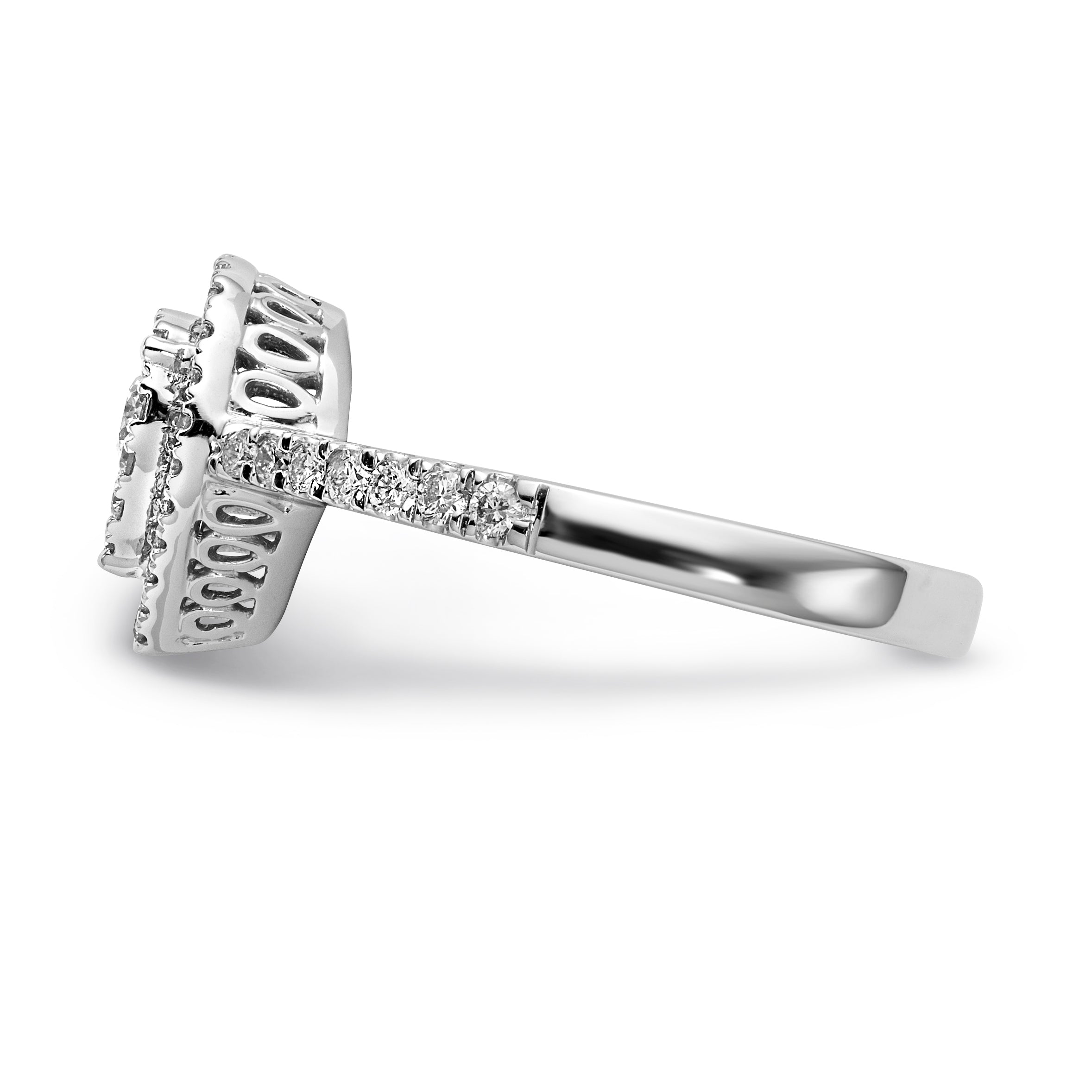 14K White Gold Complete Diamond Cluster Engagement Ring