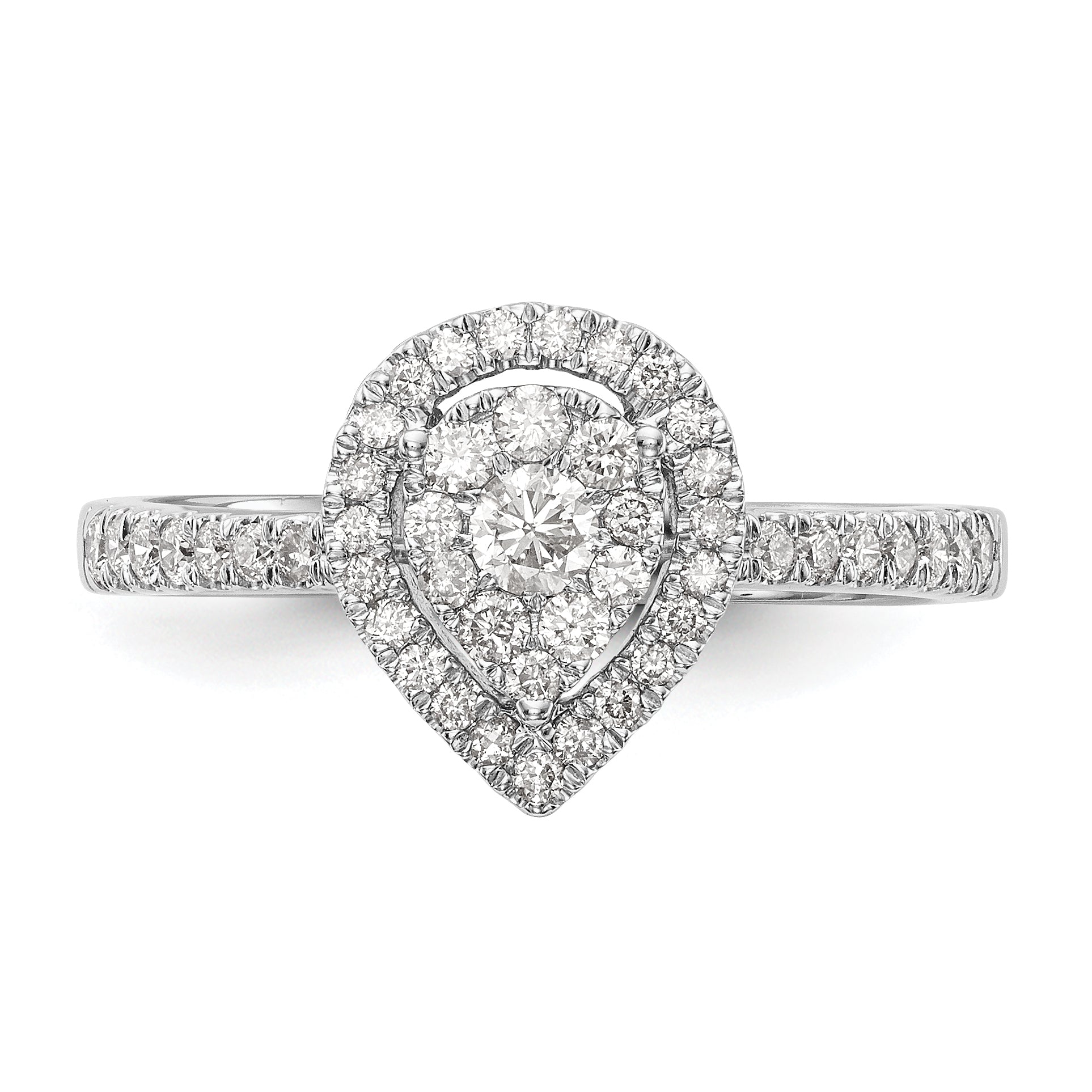 14K White Gold Complete Diamond Cluster Engagement Ring