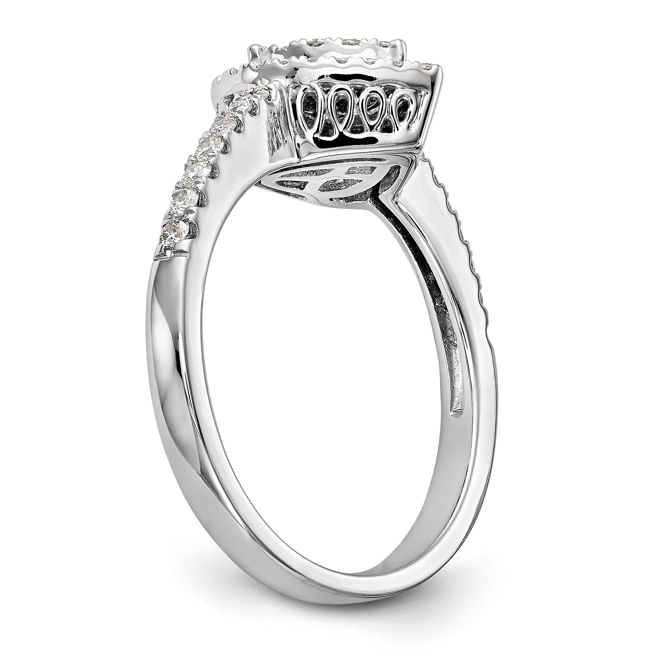 14K White Gold Complete Diamond Cluster Engagement Ring