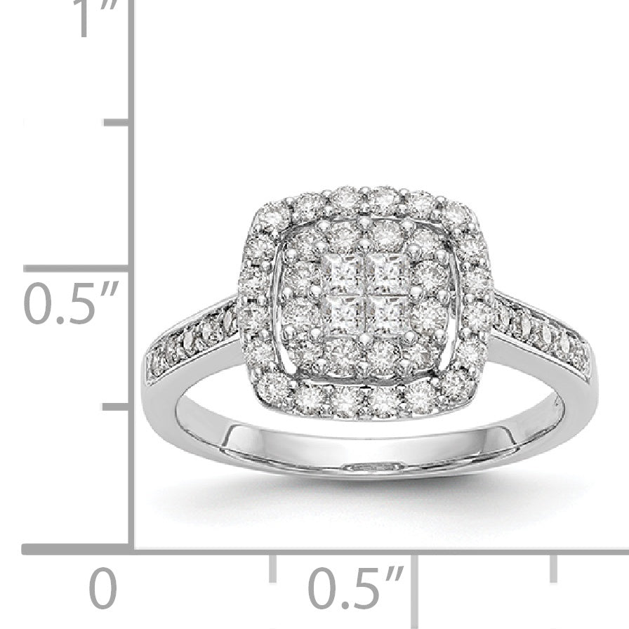 14K White Gold Complete Diamond Cluster Engagement Ring