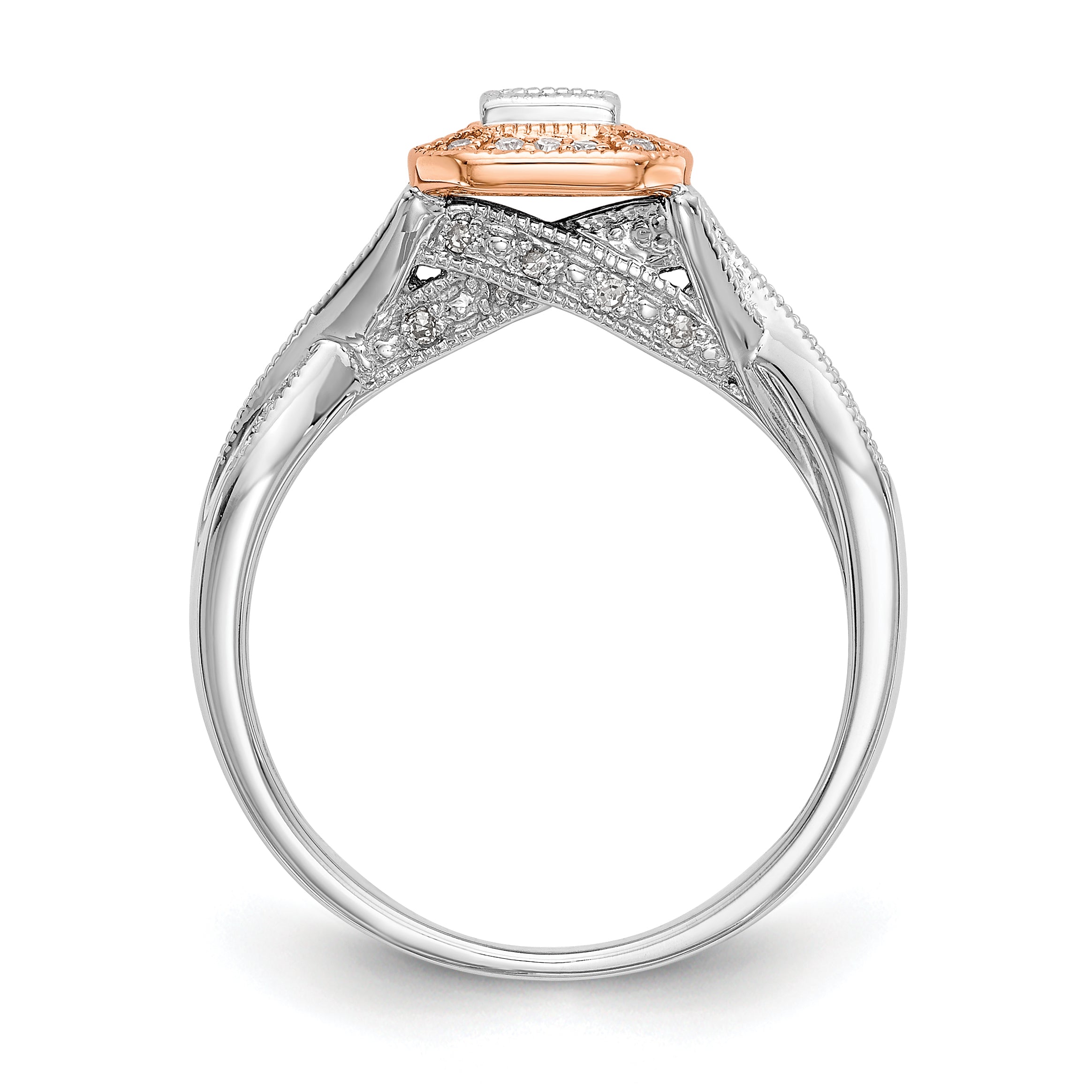 14K Two tone Complete Diamond Cluster Engagement Ring