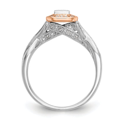 14K Two tone Complete Diamond Cluster Engagement Ring