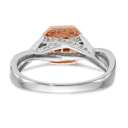 14K Two tone Complete Diamond Cluster Engagement Ring