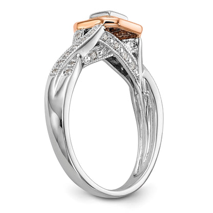 14K Two tone Complete Diamond Cluster Engagement Ring