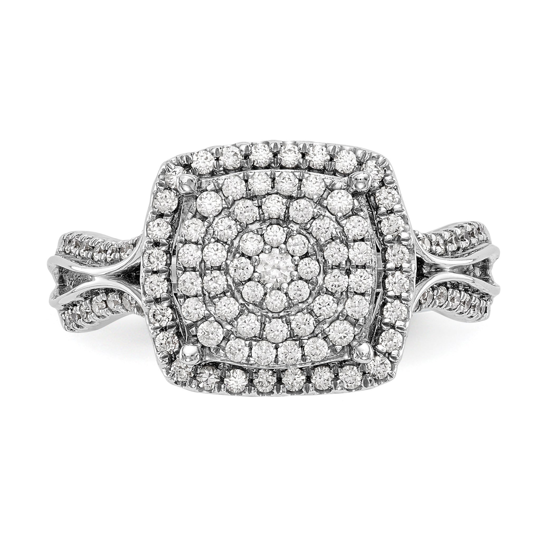 14K White Gold Complete Diamond Cluster Engagement Ring