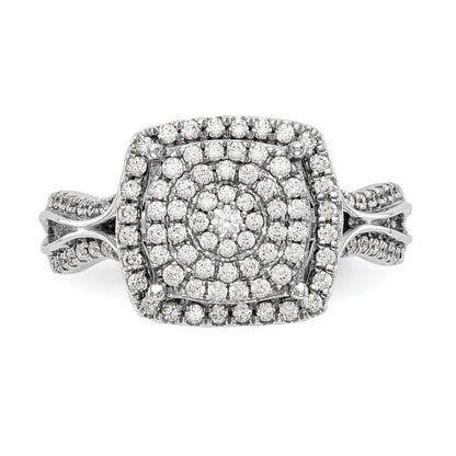 14K White Gold Complete Diamond Cluster Engagement Ring