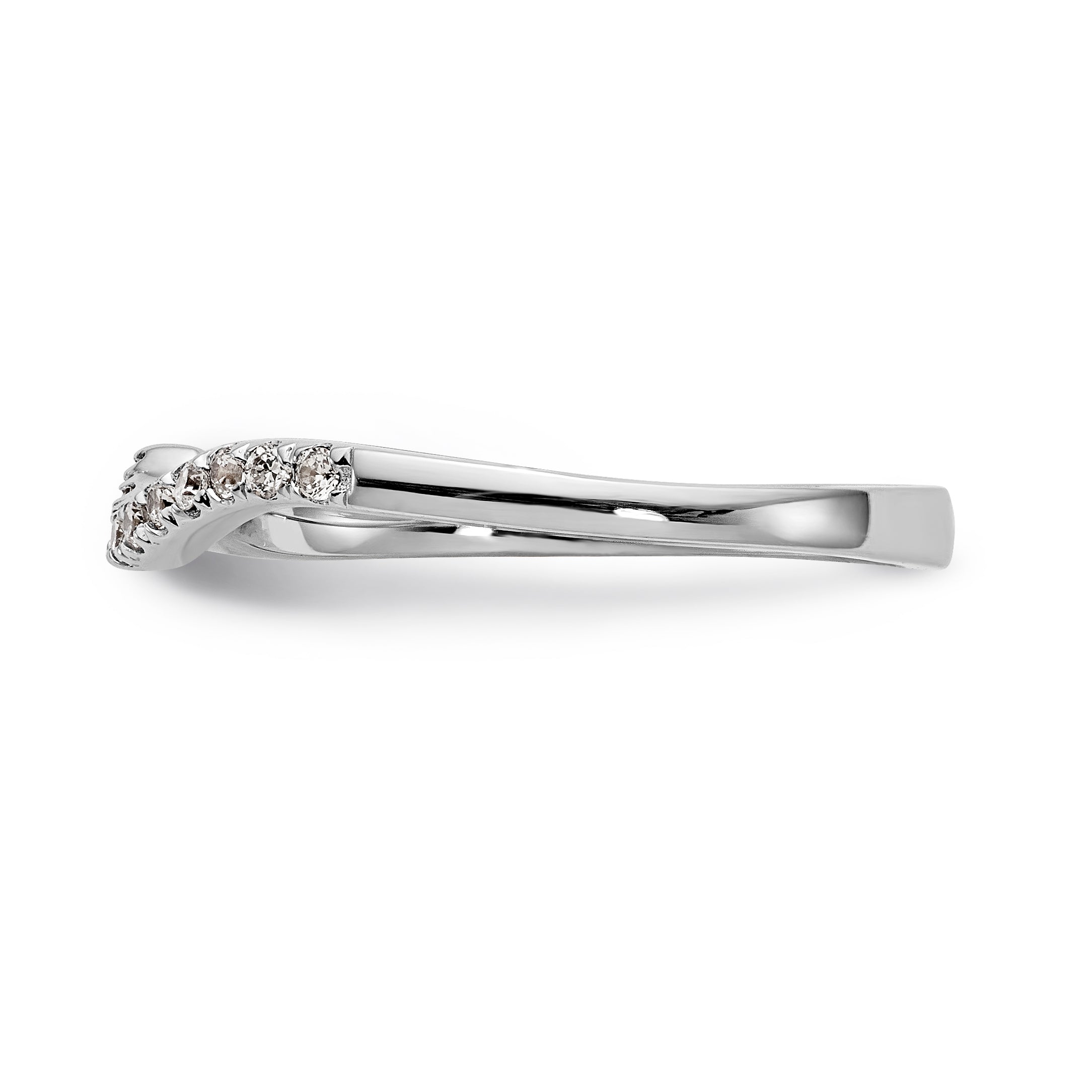 14k White Gold Diamond Contoured Wedding Band